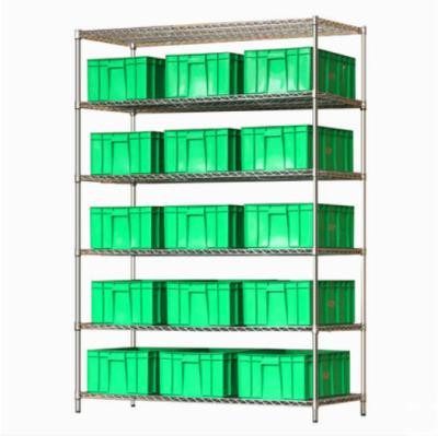 China WSJ Commerical Warehouse Metal Warehouse Rack 6-Tier Heavy Duty Heavy Duty Storage Rack Strong Chrome Wire Shelving for sale