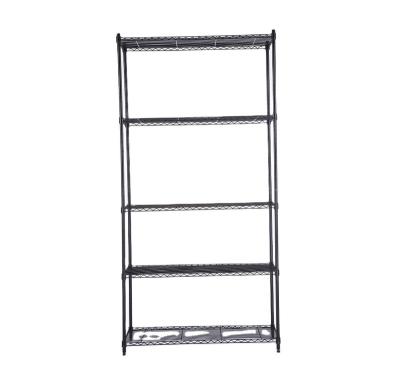 China WSJ Sustainable Powder Coating Black Space Metal Rack Household Wire Shelving Viable for Display and Living Room for sale