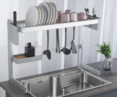 China Sustainable Wholesale NSF Aluminum Removable Dish Drying Rack Kitchen Storage Rack With Drain Tray for sale