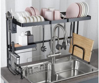 China Viable Wholesale NSF Aluminum Removable Dish Drying Rack Kitchen Storage Rack With Drain Tray 8MM for sale