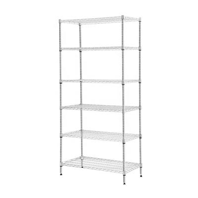 China Wholesale Viable Carbon Steel Wire Shelving Warehouse Shelf Storage Rack Household Chrome Sheving 6 Layers Kitchen Storage Shelf Rack for sale