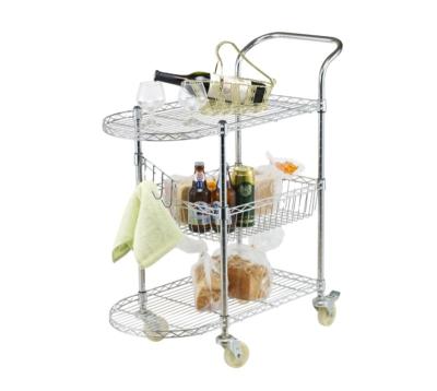 China WSJ 3 Tier Handle Sustainable Storage Cart With PP Wheels Adjustable Cross Shelves Height Storage Rack Morden Style for sale