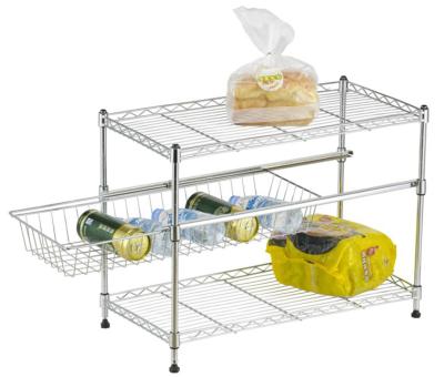 China WSJ Removable Layer Easy Picking and Placing Restaurant Rack Kitchen Cart 3 Tier Mini Rack for sale