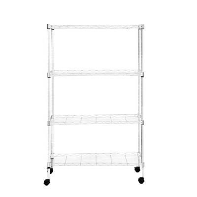 China WSJ Viable Mesh Utility High Quality Cheap 4 Tier Rack Kitchen Storage Cart Steel Wire Shelving With Drawer for sale