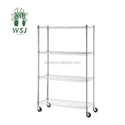 China Restaurant Sustainable Kitchen Adjustable Iron Wire Mesh Basket Home Storage Organizer / Black Movable Metal Wire Shelf for sale