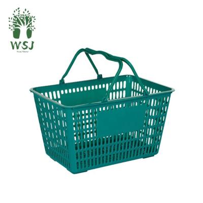 China Sustainable New Style Supermarket Durable Grocery Goods Food Storage 30L Plastic Hand Carry Shopping Basket For Sale for sale