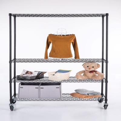 China WSJ Viable Hot Sale In Modern Style 1220*450*2000mm 4 Tier Metal Supermarket Rack Wholesale Resistance Black Color for sale