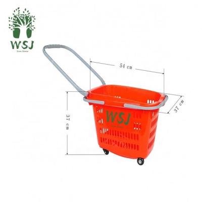 China Blue, Red, Green Eco-friendly 33L Shopping Cart Sustainable For Store With Wheels for sale