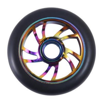 China High Rebound PU Wheels Professional Custom 2 Wheel Pedal Scooter 360 Stunt 120mm Adult Scooter Wheels for sale