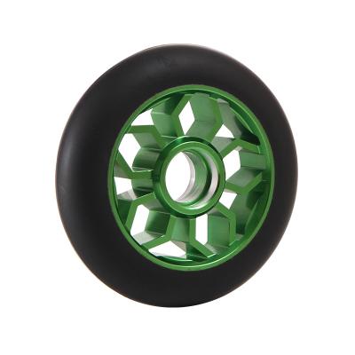 China High Rebound PU Wheels Competitive Entry Level 360 Degree Rotating 120mm Aluminum Core PU Wheels Stop Kick Scooter Wheels for sale