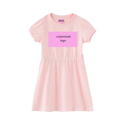 China Wholesale Price New Style Breathable Custom Made Kids Summer Style Casual Short Sleeve Solid Color Dress For Daily Wear Girl Dress for sale