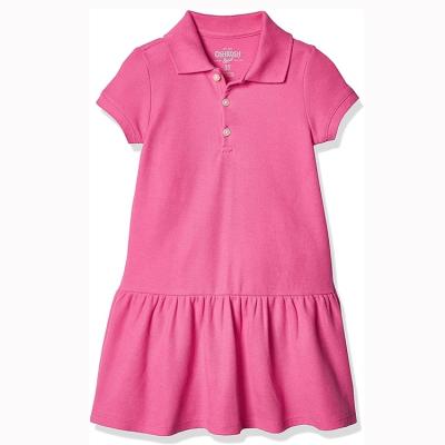 China Fashionable Toddler Girls Summer Sweet Knit Cotton Shorts Sleeve Mesh Children Polo Neck Dress for sale