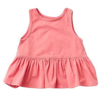 China Solid Color Breathable Sleeveless Cotton Baby Summer Wear Soft Toddler Girls Kids Ruffle Dress for sale