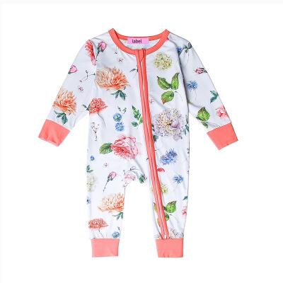 China 2022 Factory Wholesale Price Custom Made Breathable Cotton Baby Clothes Unisex Baby Rompers With Flower Printing Long Sleeve Newborn Rompers for sale