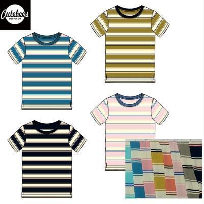 China New Design Summer Baby Boy Breathable Cotton-blend Tank Top Tees Color Striped T-shirt For Kids for sale