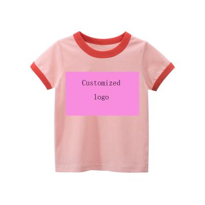 China Factory Direct Breathable Custom Made Girls Short Sleeve T-Shirt Clothes Baby Boy Simple Cotton Kids Single Breasted Tops for sale