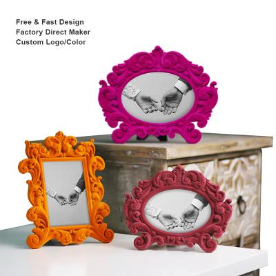 China Redeco European Modern New Arrival Custom Flocking Luxury Resin Picture Frame Photo Frame Picture Frame for sale