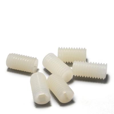 China Good Flat Insulation Nylon Slotted Screw 20mm Length Plastic M8 Set Screw for sale