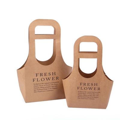 China Handmade Wholesale Custom Flower Tote Bag Portable Color Print Take Away Paper Carrier Bag For Flower for sale