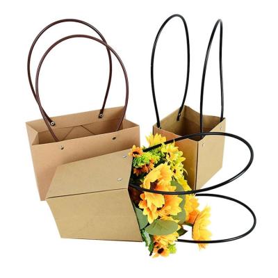 China Hot Sale Handmade Luxury Paper Packaging Bag Portable Color Print Take Out Flower Paper Bags For Flower Packaging for sale