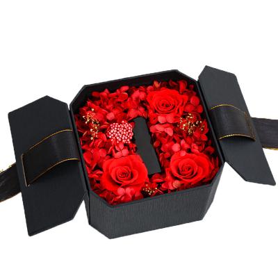 China Creative Custom Immortality Lipstick Box Valentine's Day Gift Flower Box Recyclable Rose In Box For Girlfriend for sale