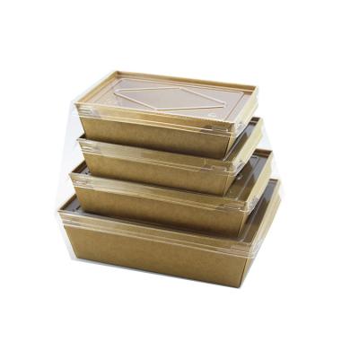 China Recyclable Eco Friendly Disposable Recyclable Kraft Paper Take Out Boxes Fast Food Packaging With Large Transparent DG Window for sale