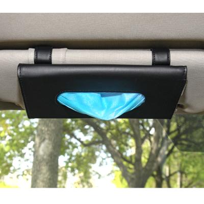 China Replacement Minimalist Universal Cloth Holder Cloth Car Sun Shade PU Box Hanging Leather Holder for sale