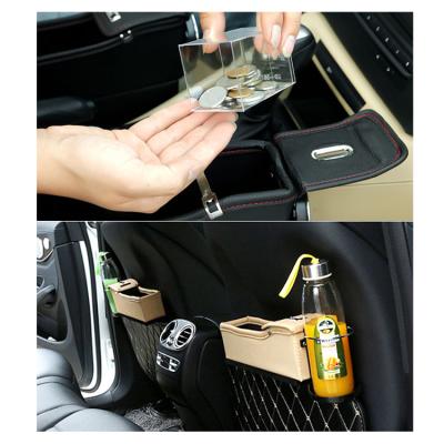 China High Quality Washable And Waterproof Car Organizer Car Pocket Gap Filler With Cup Holder Between Seats PU Leather Car Front Seat Storage for sale