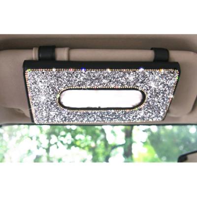 China Fashion Wholesale Women's Diamond Factory Car Rhinestone Sunshade Paper Towel Box for sale