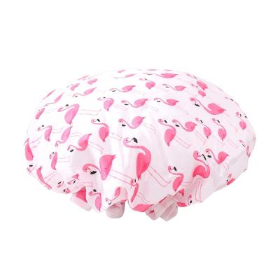 China Pastoral Reusable Shower Cap And Bath Cap Striped Large Shower Caps Waterproof Designed For All Hair Lengths for sale