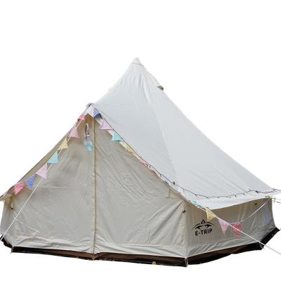 China Outdoor Camouflage/Field Game 5M Family Tent Cotton Canvas Bell Tent Camping Glamping Bell Tent For Sale for sale