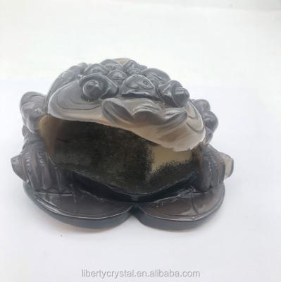 China Natural China Fengshui Agate Geode Frog Crystal Carving Agate Geode Crystal Toads for sale