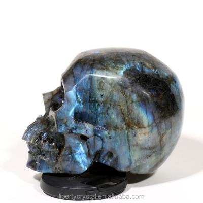 China China Hand Carving Natural Quartz Crystal Skulls Life Size Labradorite Skulls For Sale for sale