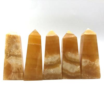 China Wholesale Crystal Wand Yellow Iceland Spar Honey Calcite Point Crystal Tower orange from Europe for sale