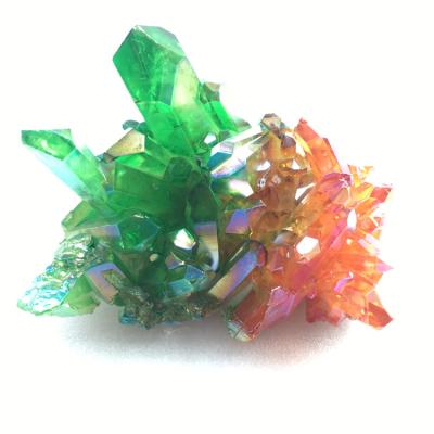 China 2018 Europe New Product Two Tone Aura Quartz Crystal Cluster Energy Crystal Therapy for sale