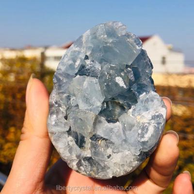 China Wholesale Natural Celestite Blue Geode China Raw Rock Healing Stone for sale