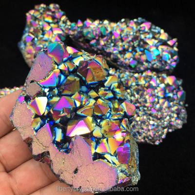 China China Wholesale Rainbow Aura Quartz Amethyst Clusters Crystal Titanium Coated for sale