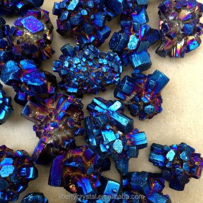 China New Europe Hot Sale Dark Blue Aura Aragonite Crystal Specimen Titanium Quartz Quartz for sale