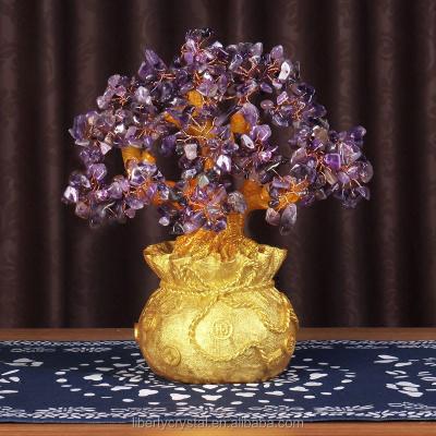 China New China Style Agate Crystal Fortune Tree For Christmas Gift for sale