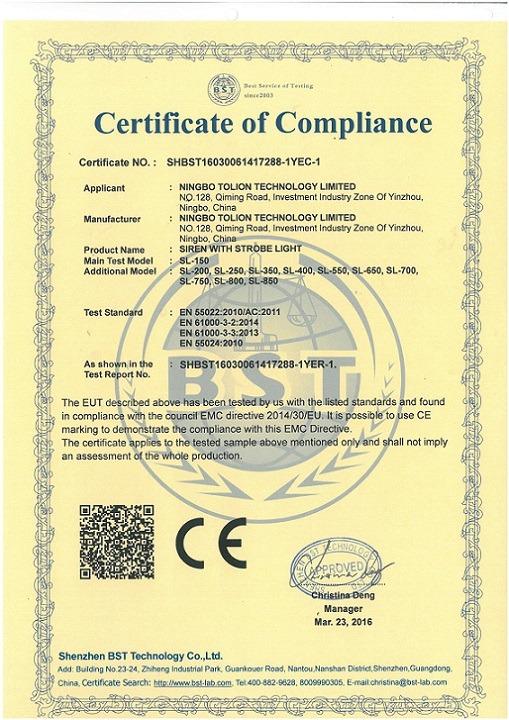 CE - Ningbo Tolion Security Technology Company Limited