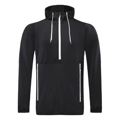 China Wholesale Good Quality Men Zipper Half Hoodie Coat Breathable With Sports Long Pocket Comfortable And Breathable Sleeved Jacket for sale