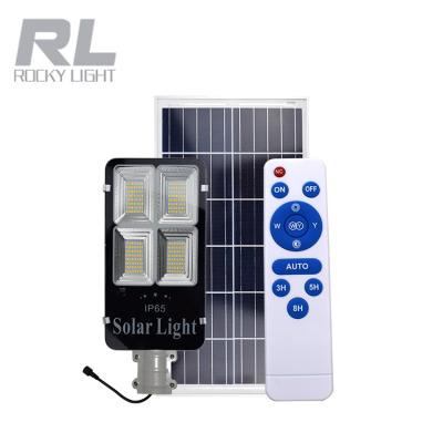 China ROAD Three Color Dimming 200W Solar Smart LED Street Light Remote Control Street Light With Pole for sale