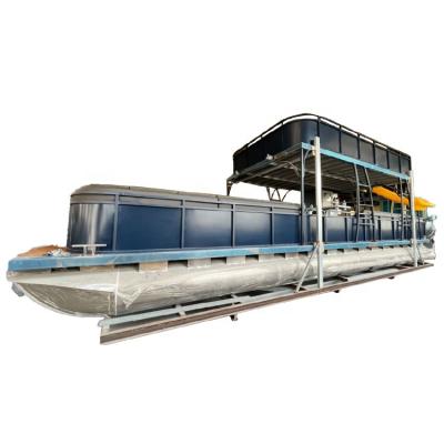 China 36ft YAMANE Aluminum Pontoon Boat High Quality Double Decker Luxury Leisure Barge With Water Slide for sale