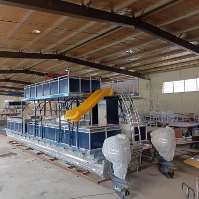 China Lake-Sea-River-Ocean YAMANE 11M Decoration Aluminum Second Deck Pontoon Boat Luxurious 34ft Yacht For Family Party BBQ for sale