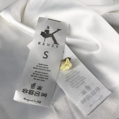 China Durable Custom Glossy Soft Satin Printed Polyester Label Garment Wash Print Care Label For Clothes for sale