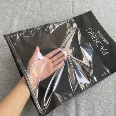 China BIODEGRADABLE wholesale custom high quality transparent non woven apparel zipper bags with logo for sale