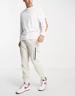 China Flat Wide Fit Cargo Pants In Beige Joggers Sweatpants for sale