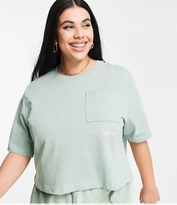 China Anti Wrinkle Anti Wrinkle Crop Plus Size T-shirt Women Solid Color Cotton Short Sleeves Tee for sale