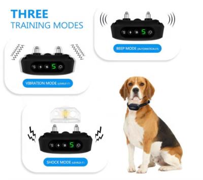 China Sustainable Rechargeable Waterproof Electric Shock Stop Barking Dog Collar For Dogs for sale