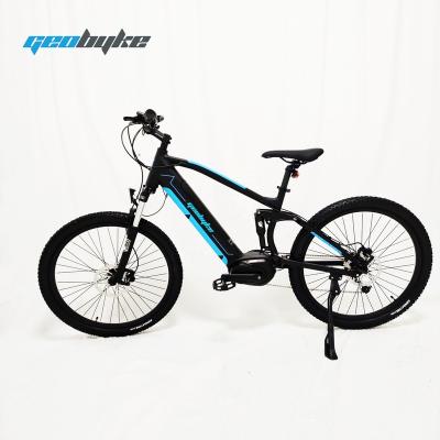 China Standard Full Suspension 48V 350W Mid Drive Mountain Electric Bicycle with Samsung Hidden 48V/14Ah Battery for sale